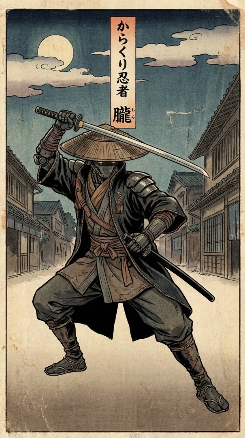 Woodblock Print Ninja