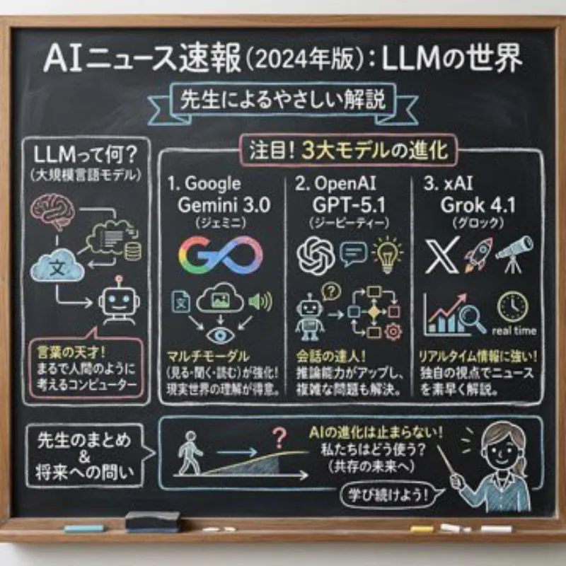 Chalkboard AI News Diagram